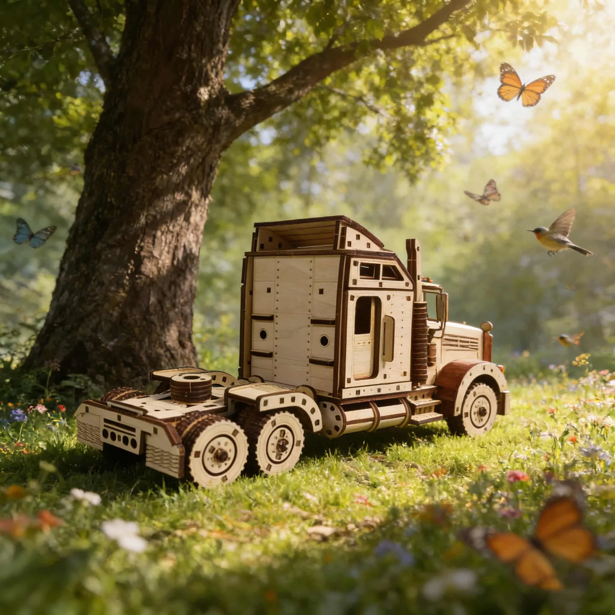 لغز خشبي ثلاثي الأبعاد لشاحنة أمريكية، نموذج مصغر، طقم نموذج للتركيب الذاتي، هدية يدوية الصنع، ديكور منزلي، لعبة تجميع