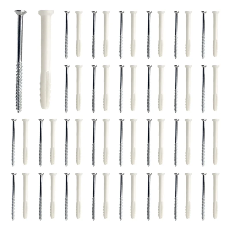 

AFOURT-100Pcs Plastic Expansion Tube With Screws Wall Plug Fasteners Simple Long Type Glue Plug Expansion Bolt