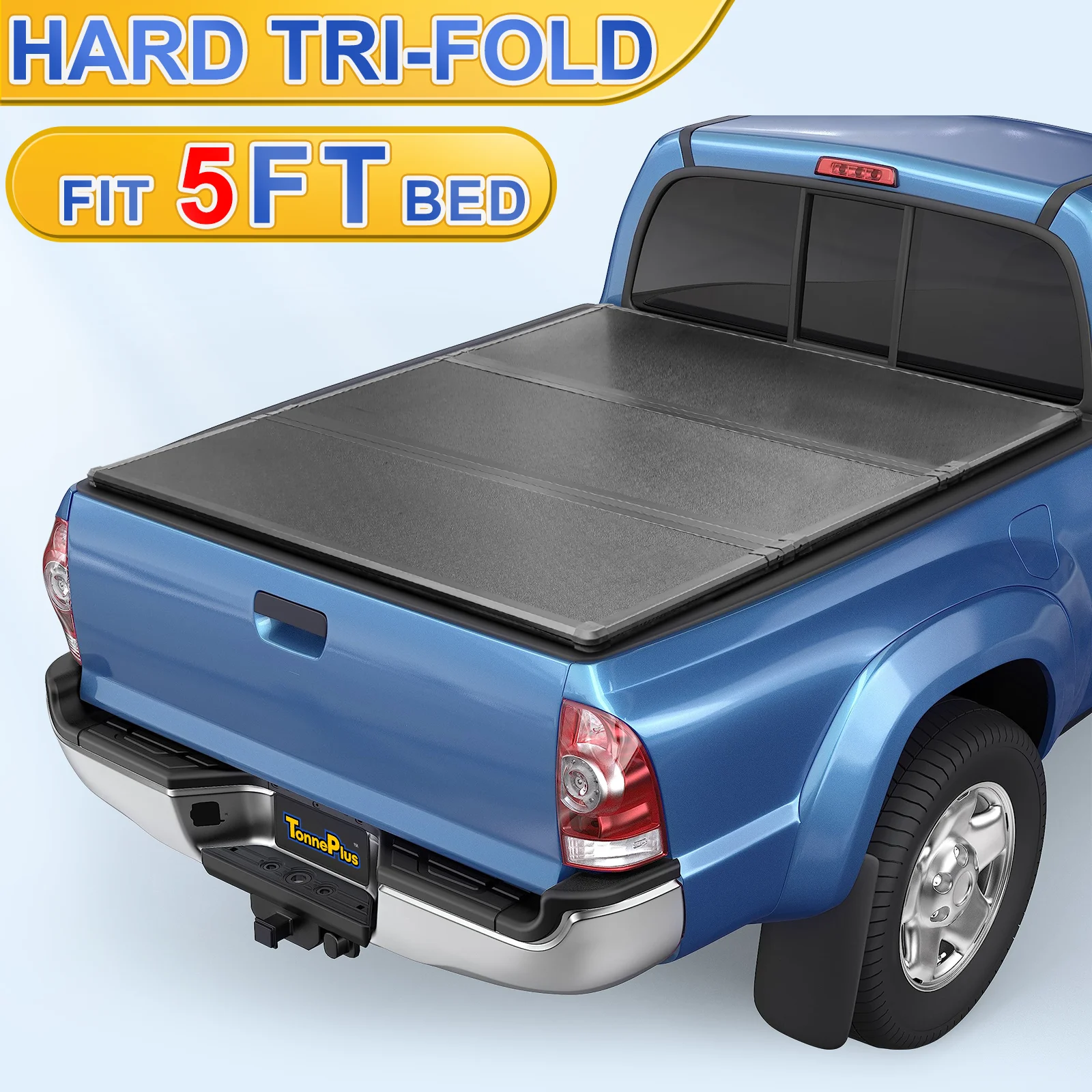 

TonnePlus FRP Жесткий тройной складной чехол Tonneau Чехлы на грузовик для кровати Toyota Tacoma 5 футов 2005-2015 гг.; Легкая 5 футов (60,3 дюйма)