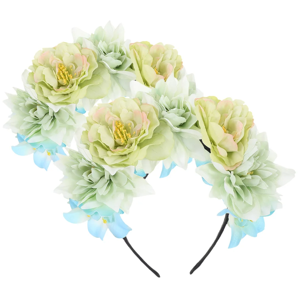قطعتان من عصابات الرأس على شكل زهرة صناعية، عصابة رأس على شكل زهور، إكسسوارات للشعر على الطراز العتيق للنساء وحفلات الزفاف والمهرجانات #6