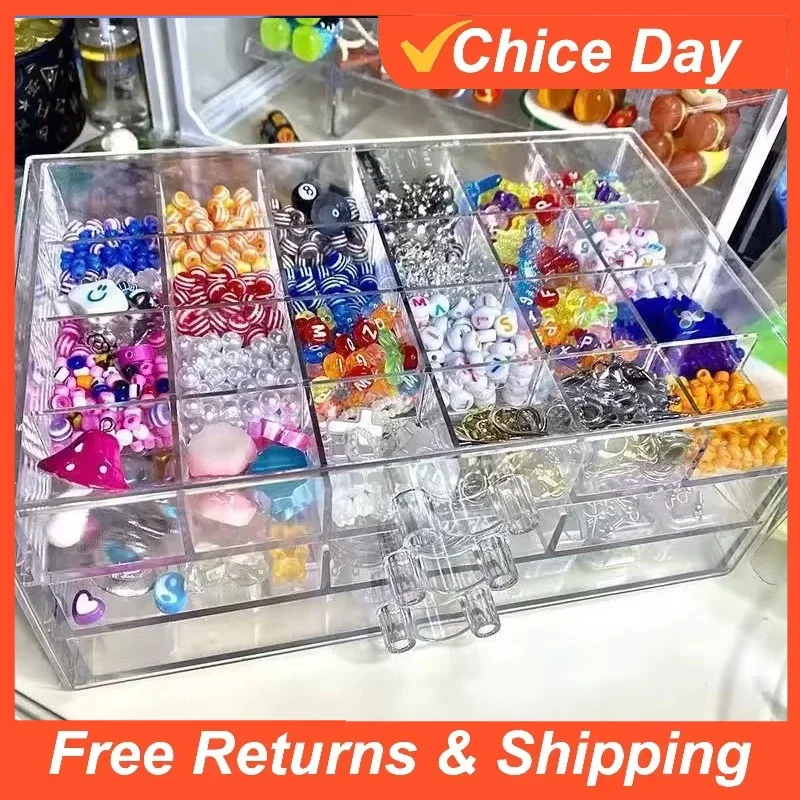 

Transparent Crystal Bead Storage Drawer Jewelry Organizer DIY Craft Material Box For Home Office Crafts And Hobbies