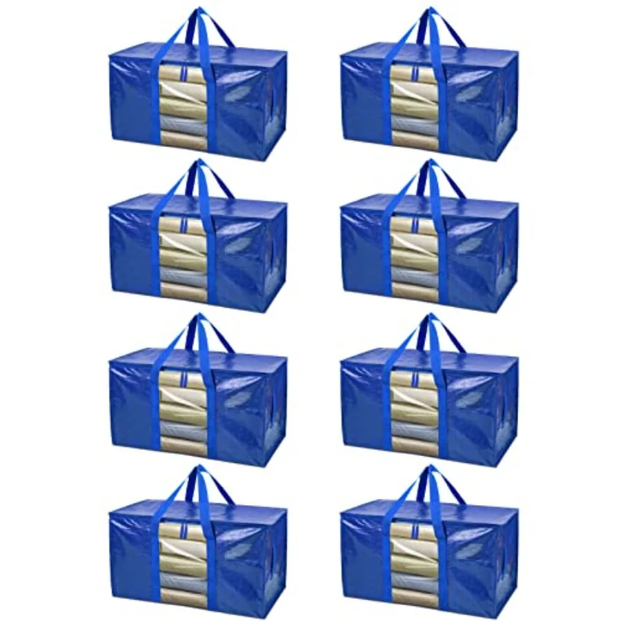 

Oversized Moving Bags with Reinforced Handles, Heavy-Duty Storage Tote Moving Supplies for Packaging, Camping Blue w/Window