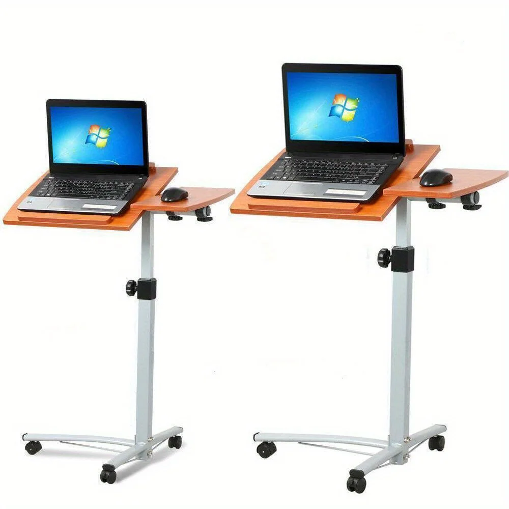 Mobile Rolling Laptop Desk Bedside Stand Height Adjustable Computer Laptop Table