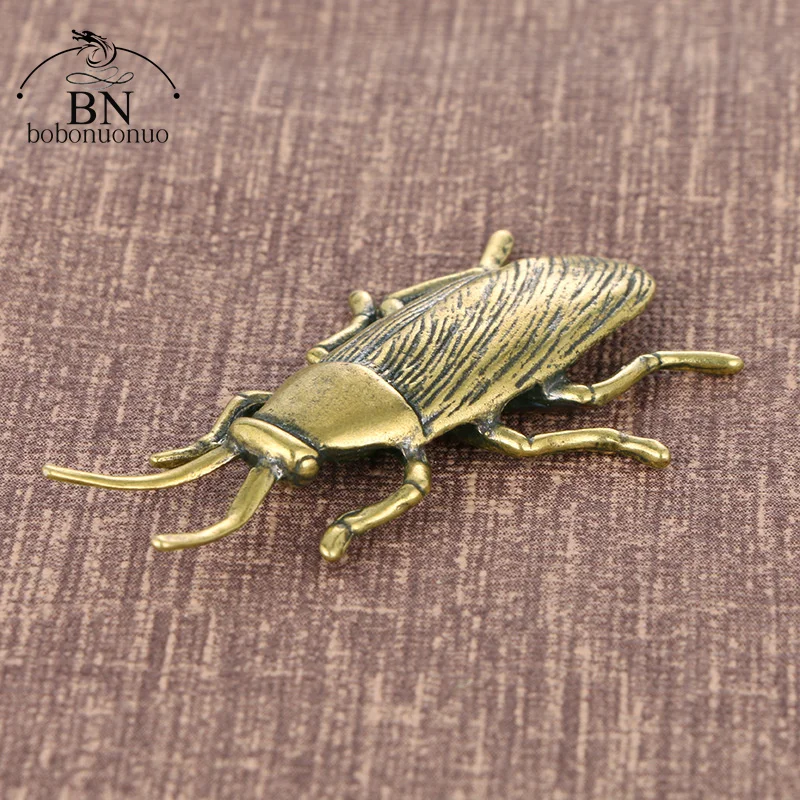 Brass Insect Cockroach Figurines Miniatures Desktop Ornament Tricky Spoof Insect Toy Retro Animal Small Statue Craft Collection