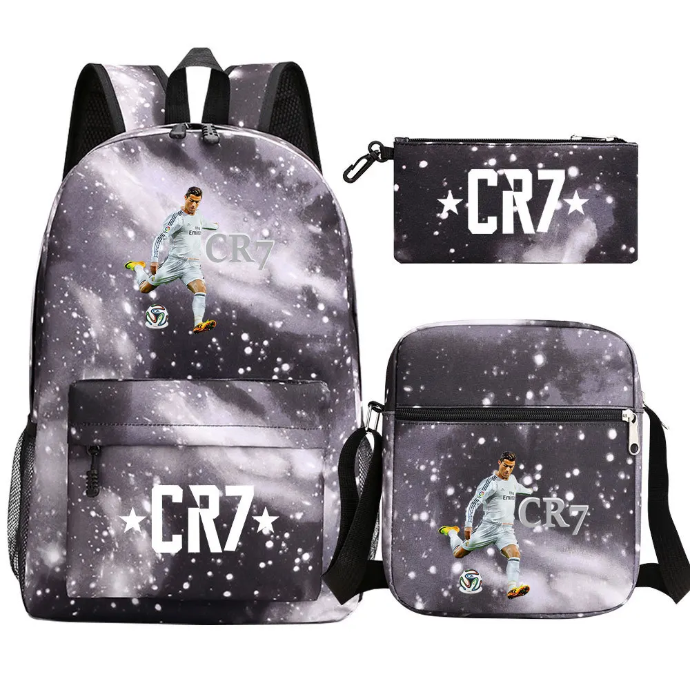 3pcs Simple Lightweight Backpacks CR7 Sports Casual Travel Outdoor Backpacks Teens Laptop Mochilas sac a dos