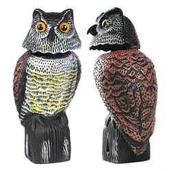 Lifelike Owl Decoy With Rotating Head And Sound For Bird Scaring Pest Control Realistic Scarecrow For Garden And Yard Protection