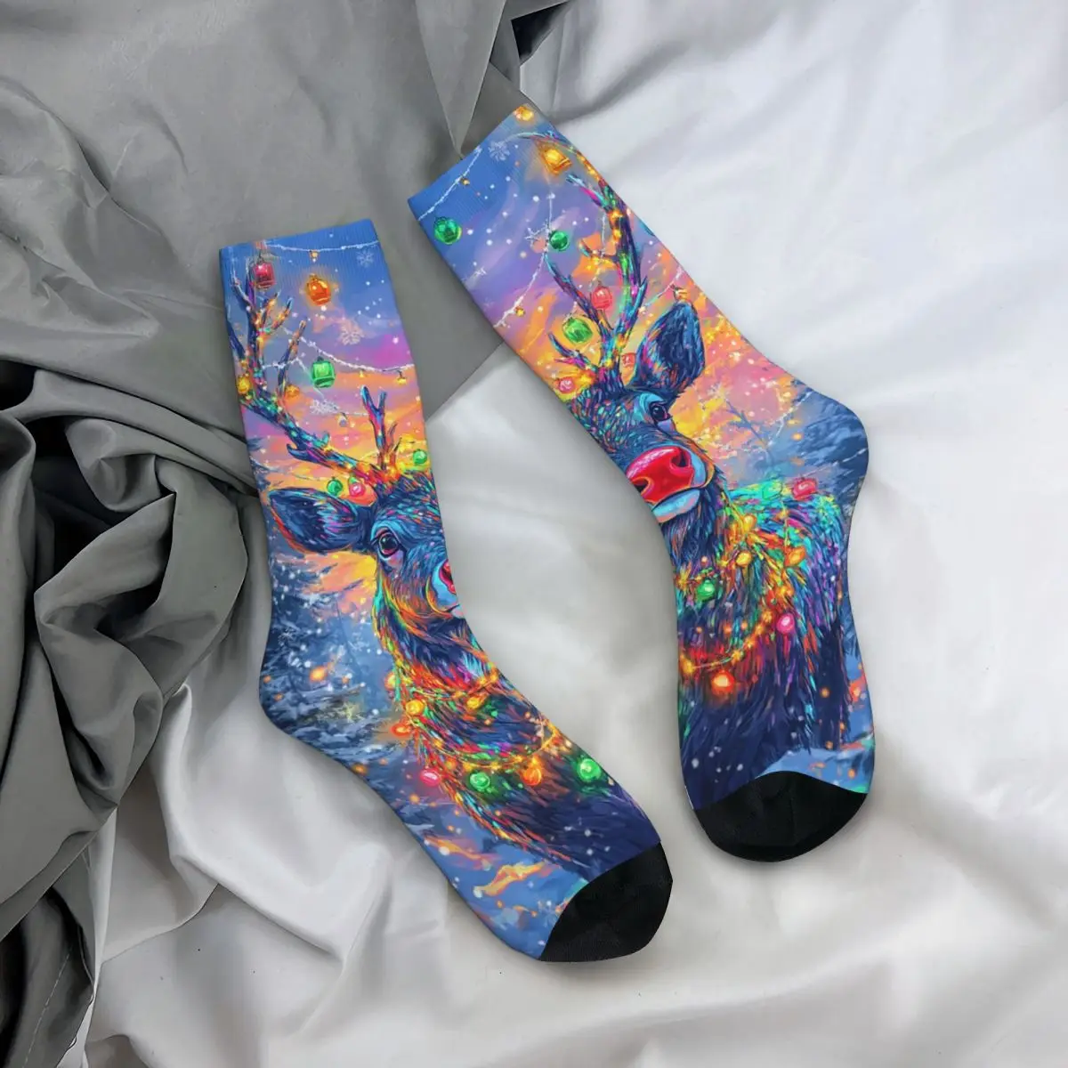 

All Seasons Crew Stockings Christmas Reindeer Socks Fashion Long Socks Accessories for Men Women Birthday Present