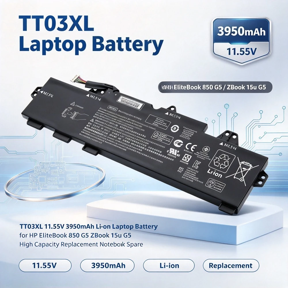 TT03XL 11.55V 3950mAh Li-ion Laptop Battery for HP EliteBook 850 G5 ZBook 15u G5 High Capacity Replacement Notebook Spare Pack