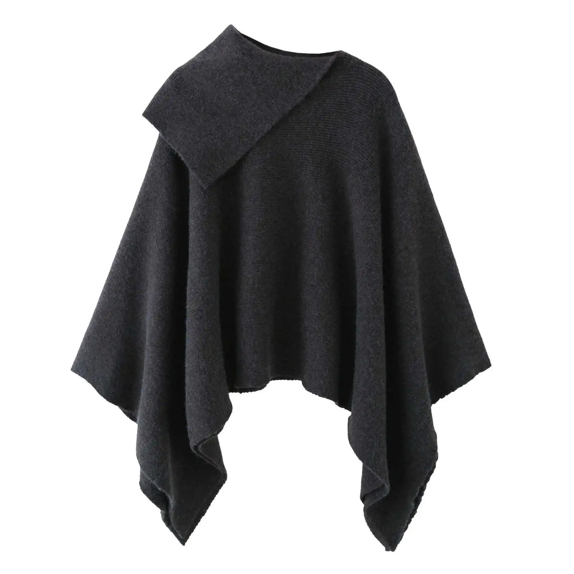 

Asymmetric Collar Cloak Pullovers Knitted Sweater Women Fashion Autumn Winter New Chic Female Long Sleeves Warm Outerwear Mujer