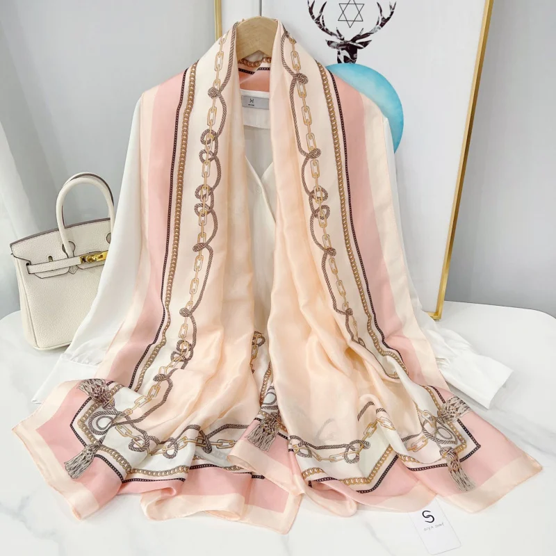 Spring and Summer 's Korean-Style Versatile Thin Scarf Flower Artificial Silk Travel Sun-Proof Shawl Beach Towel Women