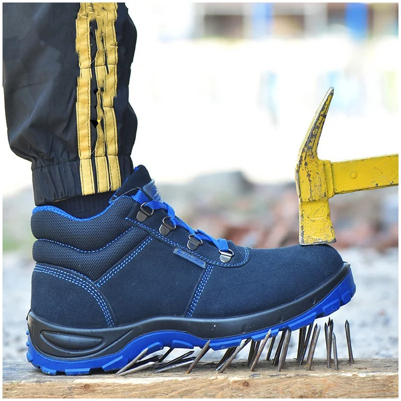 big size men fashion steel toe caps work safety boots autumn winter worker cow suede leather welding shoes security ankle botas