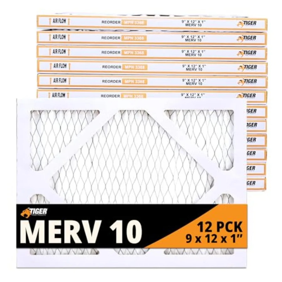 

MERV 10 Air Filters 9x12x1 MPR 1000 Pleated HVAC AC Furnace Filter Replacement for Home Pack of 12
