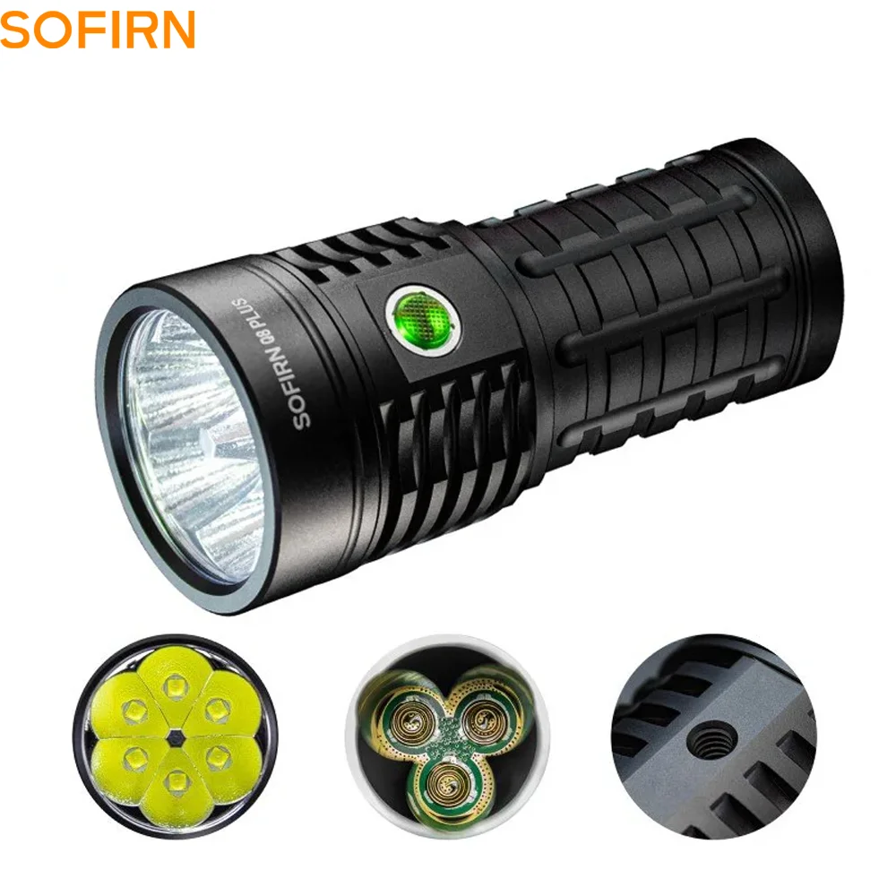 Linterna LED Sofirn Q8 Plus Súper Potente 16000lm Recargable por USB C 21700 Anduril 2.0 Antorcha XHP50B Carga Inversa
