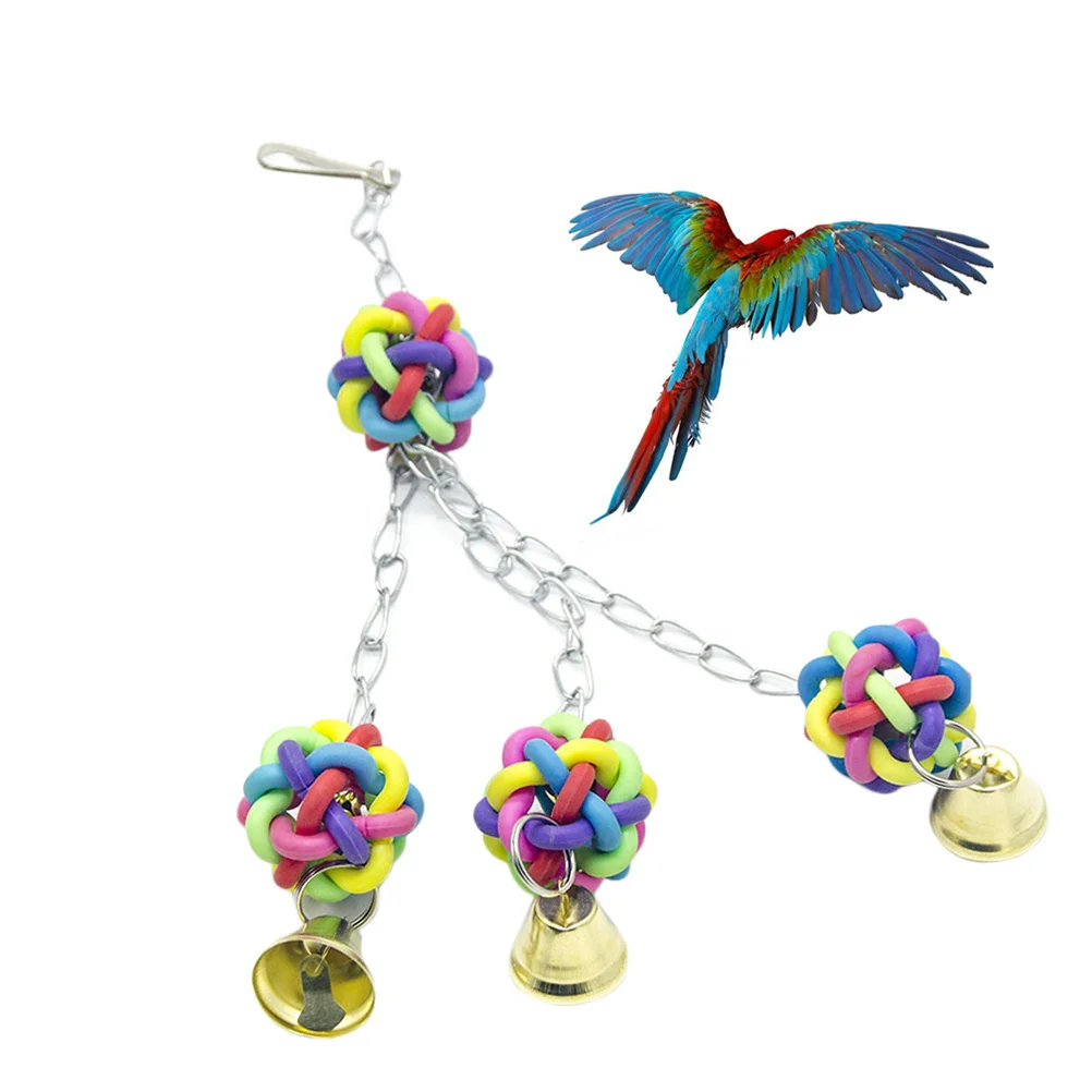 

Parrot Chewing Hanging Colorful Plastic Ball Bell Cage Accessory Bird Bite Accessory Parrot Chewing Toy Bird Bite Toy