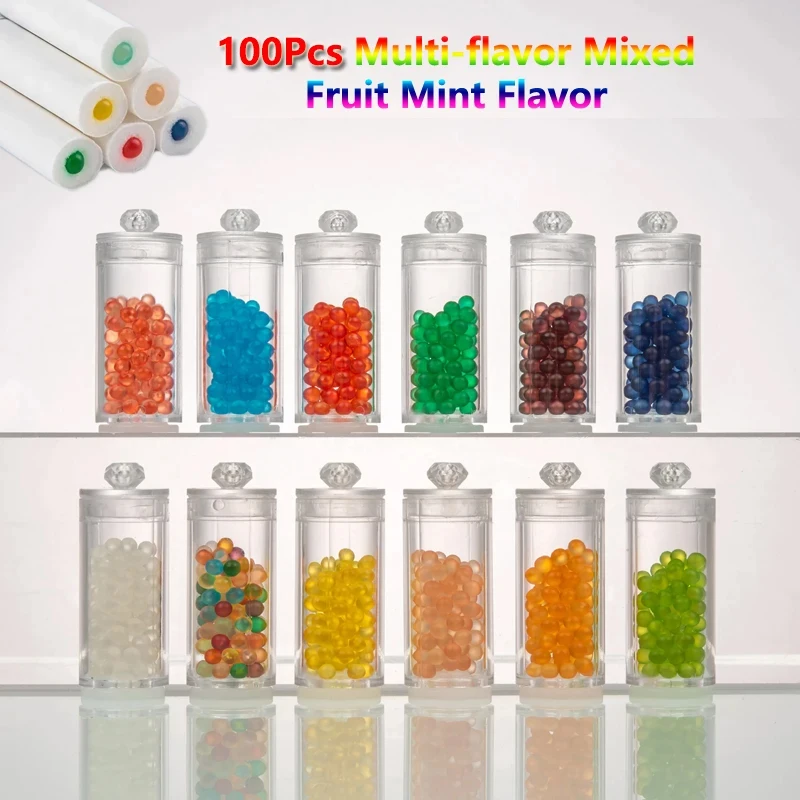 100pcs Mix Fruit Flavor Menthol Capsule Ice Mint Beads Explosion Cigarette Pops Beads Capsule Filter Smoking Tools Pop-up