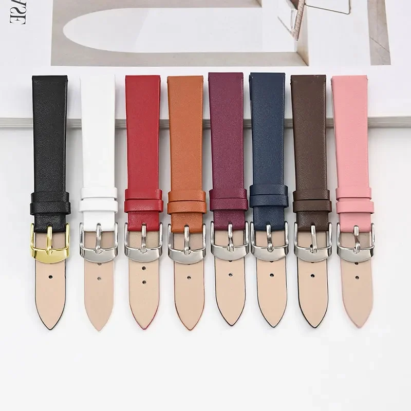 6 Sizes Premium Soft Genuine Leather Watch Band 12mm 14mm 16mm 18mm 20mm 22mm Replacement Strap with Pin Buckle for Seiko Watch