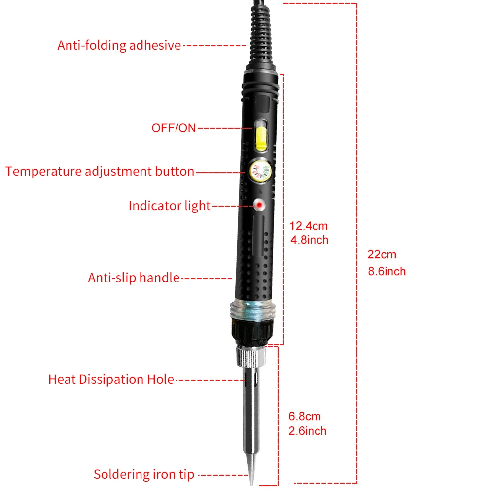 110V/220V 60W Constant Temperature Electric Soldering Iron Set With 5 Tips 200~450℃ Adjustable Circuit Board Maintenance Tool