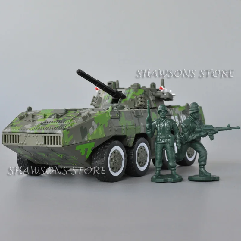 Mainan Model militer Diecast, mainan Model militer 1:50 kendaraan tempur lapis baja, suara tarik mundur AFV Tiongkok, replika miniatur ringan