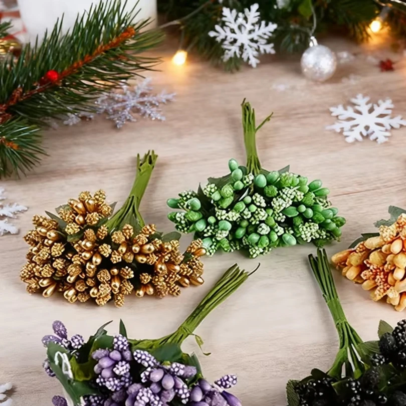 

3 Pieces Artificial Flowers Diy Gifts Candy Boxes Home Decoration Colorful Wedding Decorative Flowers Stamen Scrapbook Ornaments