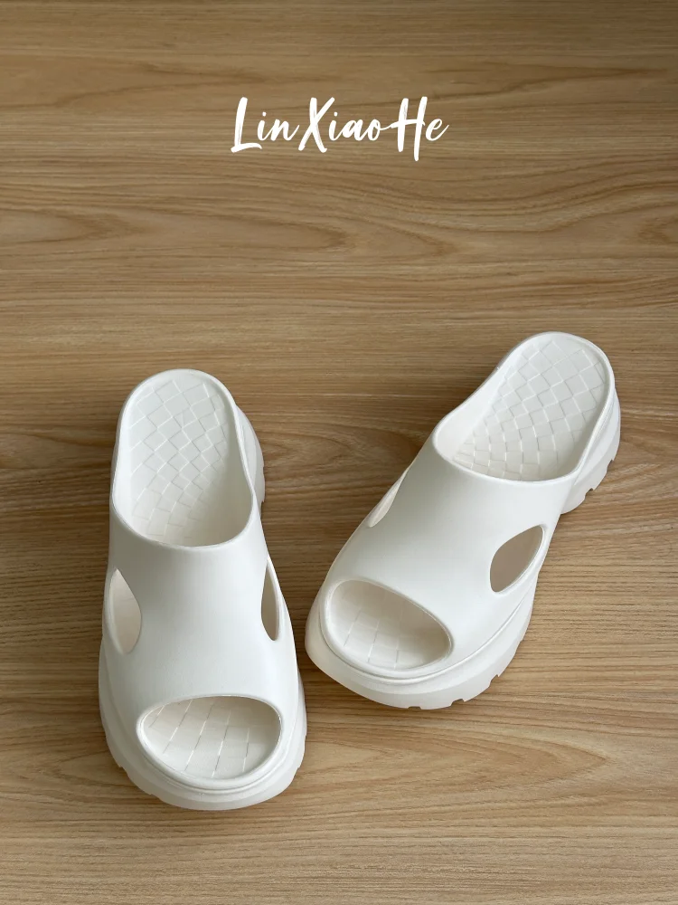 Cloudlike 7cm Thick Heel Sandals Women's Summer Outdoor Wear Hollow out Anti-slip Increased Height Slippers Comfortable EVA M...