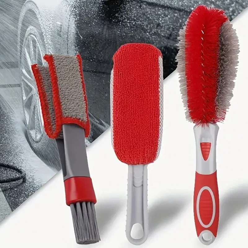 Car Detailing Brush Set Soft Bristle Car Air Vent Cleaning Brush Kits Car Air Outlet Tire Motorcycle Wheel Wash Accessories