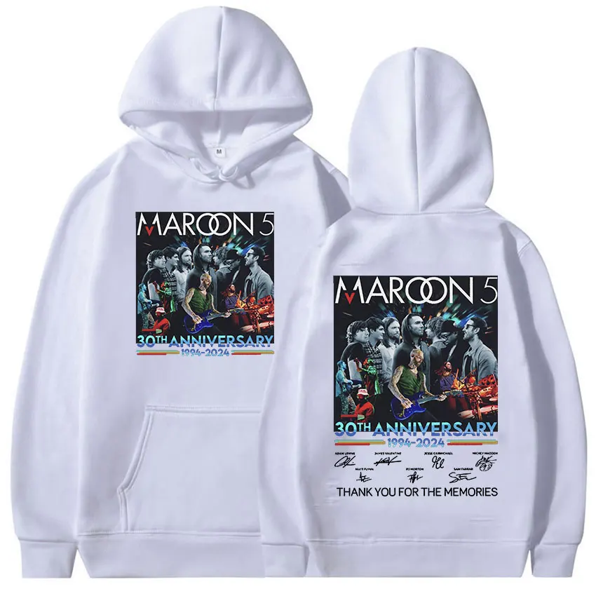 Punk Rock Maroon 5 Band 30 Years 1994-2024 Tour New Hoodie Men's Women Hip Hop Vintage Pullover Oversized Sweatshirt Streetwear