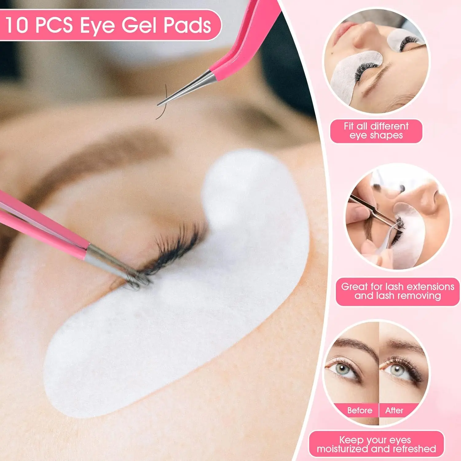 6 in 1 Eyelash Extension Supplies Lash Extension Kit USB Air Conditioning Blower Silicone Pad Under Eye Gel Pads Mini Makeup Set