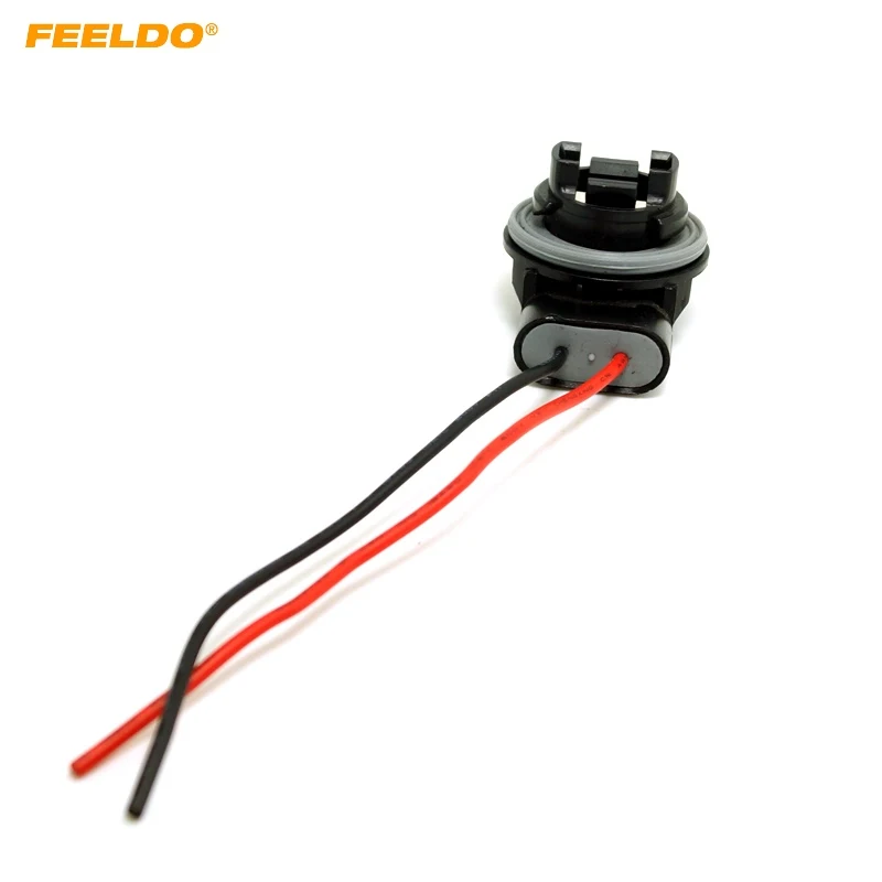 

FEELDO 1PC Car 3156/3056/3456/4156/W2.5X16D LED Bulb Brake Signal Light Socket Harness Wire #AM4516