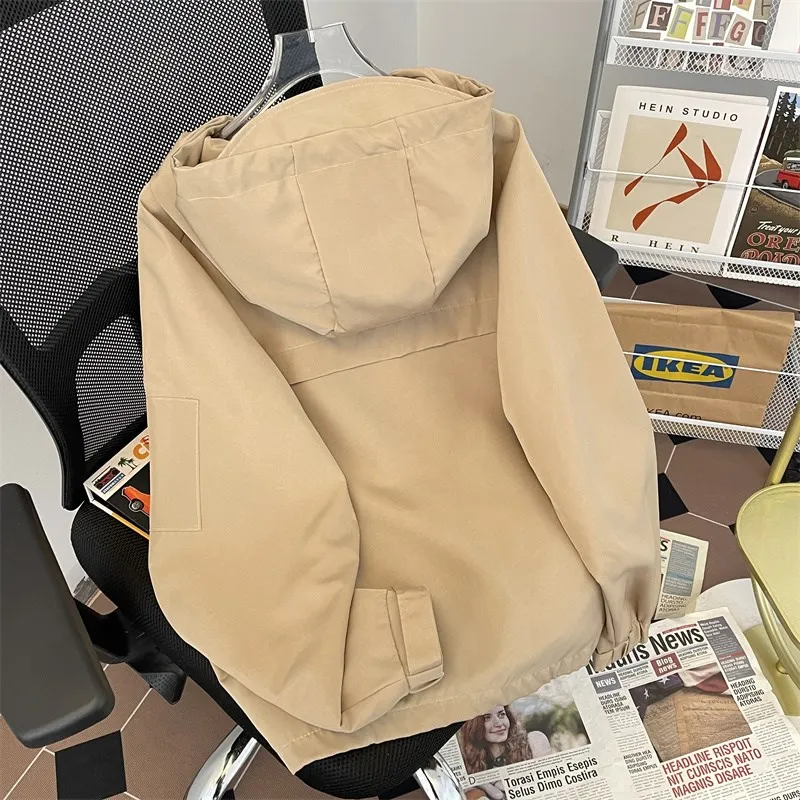 

Водонепроницаемая куртка Bla Outdoor для скалолазания, повседневная рабочая одежда, свободный крой, молодежная, весенняя, с капюшоном, удлиненная.