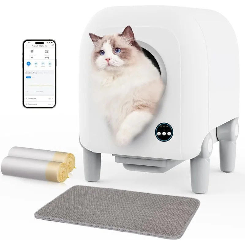 KittyClean Automatic Cat Litter Box with Top-Loading Litter Addtion, Self Cleaning Cat Litter Box