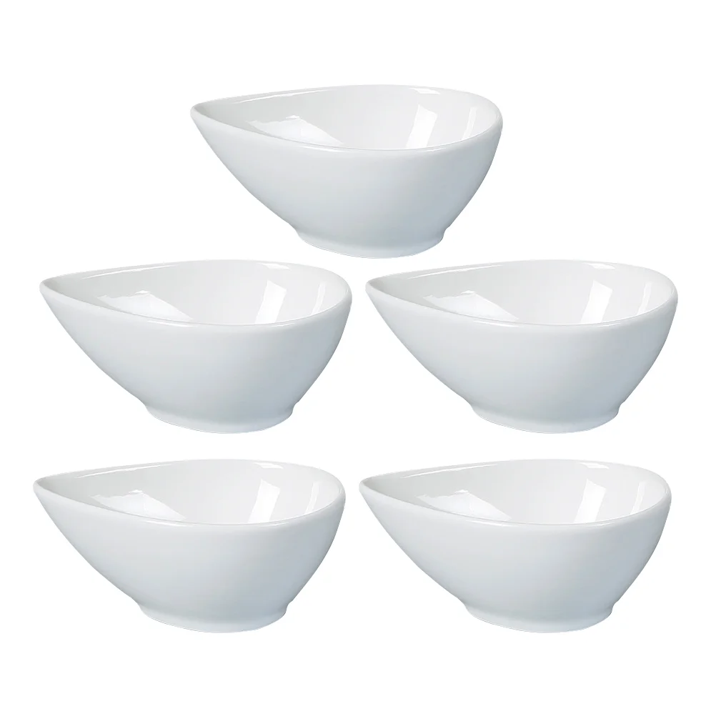 

5 Pcs The Dip Water Drop Seasoning Dish Exquisite Sauce Soy Multi-function Bowl White Hotel Dipping