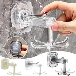 360° Rotating Rotary Hook Rack High Quality Punch-free Folding Six-claw Hooks Towel Holder Home Organizer Hanging Storage Rack