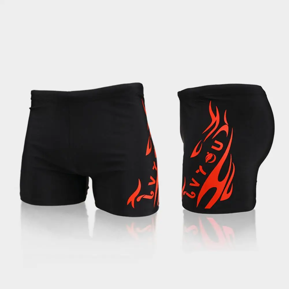 High-waisted Men Swimwear Men High Waist Swim Trunks Flame Print High Waist Men's Swim Shorts for Beach Sports Tight for Summer