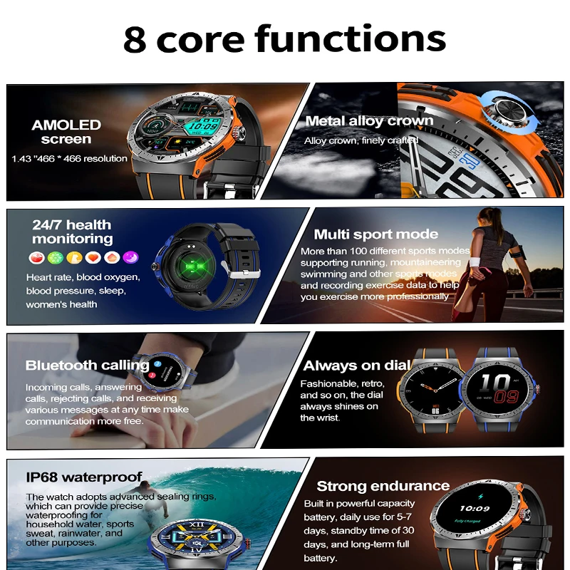 HK52 Men Sport Smart Watch 1.43