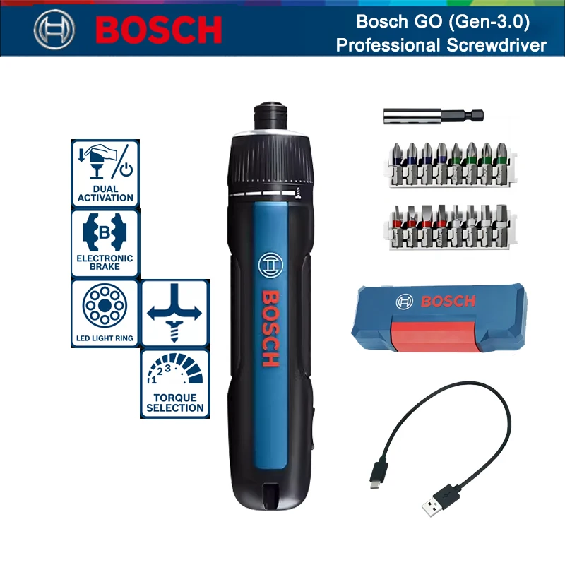 

Bosch Go (Gen-3.0) Smart Screwdriver GO 3 Electric Screwdriver Rechargeable Hand Drill GO Professional Screwdriver 3.6V 5Nm