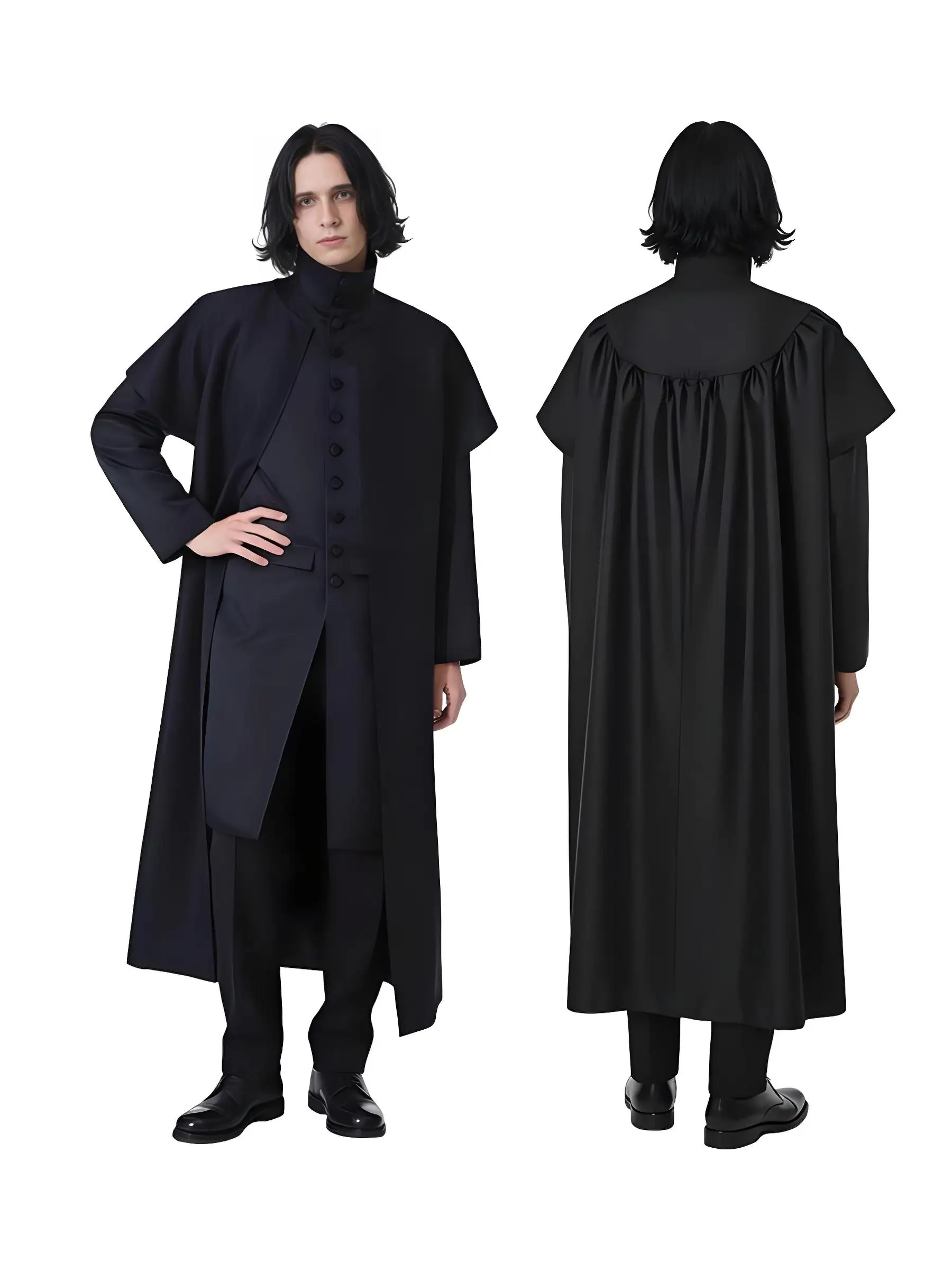 Disfraz de Cosplay del Profesor Severus Snape de la Película, Túnica Negra de la Escuela Hogwarts, Uniforme para Halloween, Carnaval y Fiestas