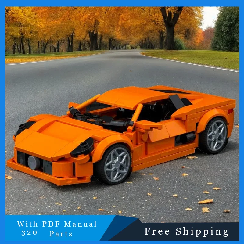320 قطعة اللبنات التقنية البرتقالية كول سباق السيارات الطوب نموذج سيارة رياضية مجموعات للبالغين لعرض هدايا مهرجان الجمعية