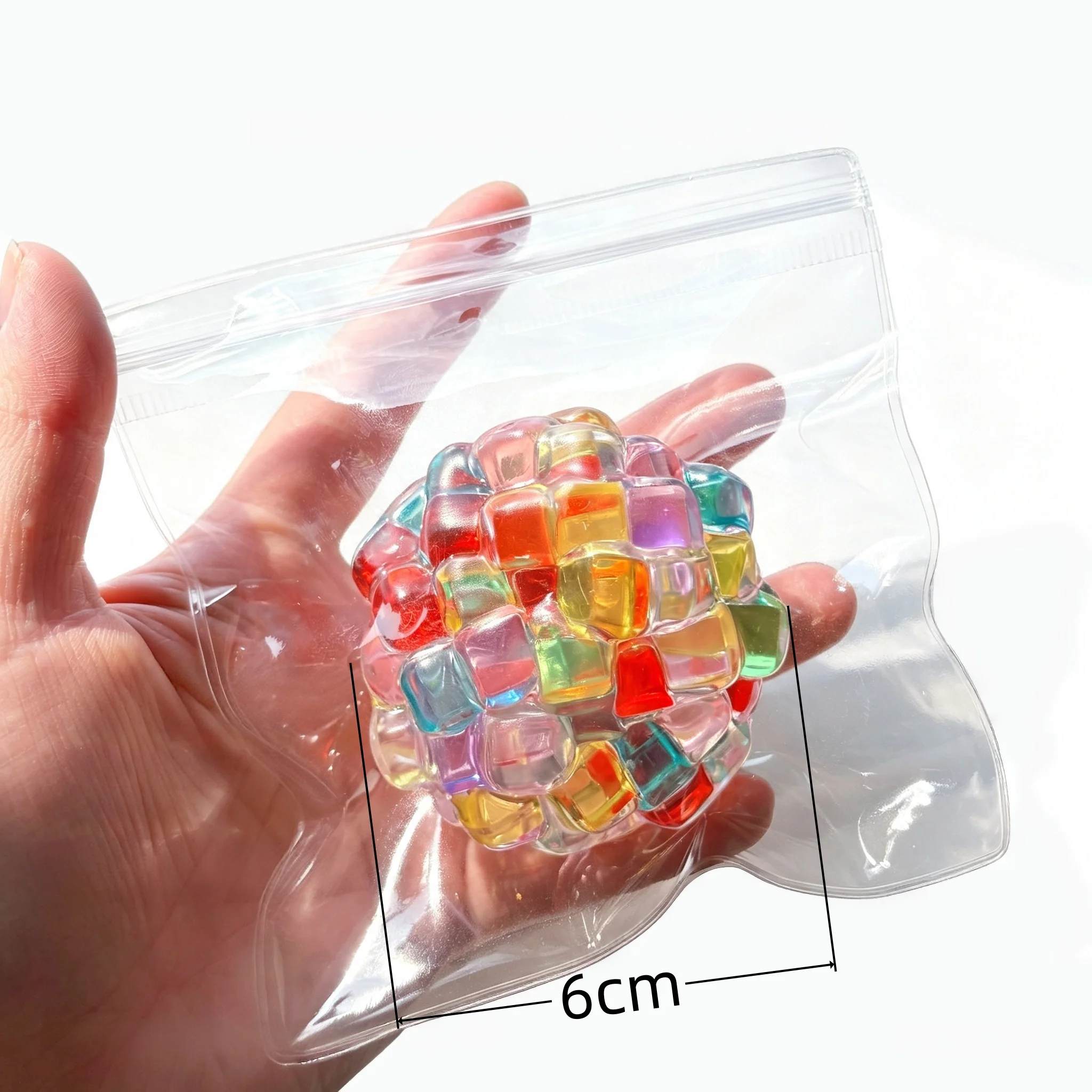 Rainbow Noisy Squeeze Fidget Ball 6cm Handmade Moldable Slow Rebound Stress Relief DIY Vacuum Pumping Shaping Creative Toy Gifts