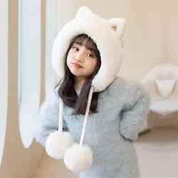 Winter Men's and Women's Children's Hats Neck Gloves One Piece Cap Plush and Warm Ear Protection Knitted Woolen Hat