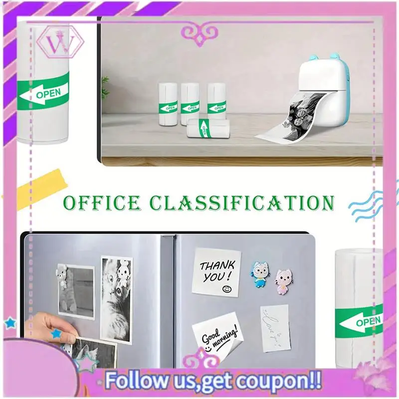 Etichette autoadesive in carta adesiva per mini stampante termica da 20 pezzi in bianco e nero per tutte le stampanti fino a 57X30 mm