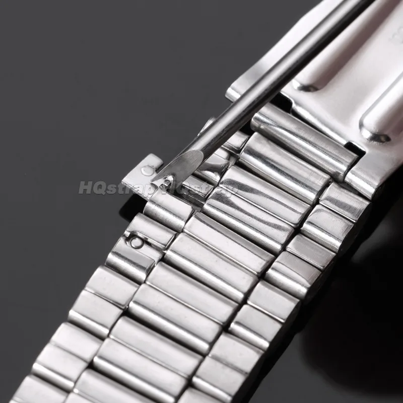 Gebogenes Edelstahl-Uhrenarmband 18/20mm, zwei Ausführungen, Metallglieder, Universalarmband für Rolex und Seiko, Faltschließe – Detail 13