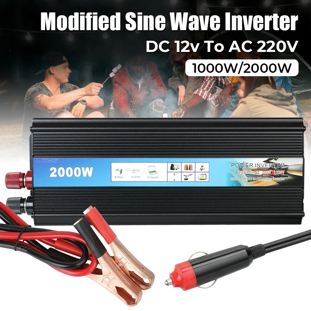 Car Inverter Sine Wave DC 12V To AC 220V 300W 1000W 2000W Converter Splitter Power Adapter USB Chargers Caraval RV Accessories