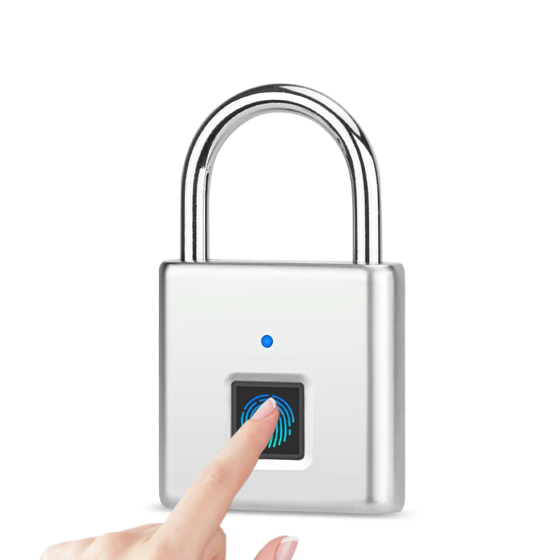 

Durable Fingerprint Padlock Type C Rechargeable 10000 Tests Life 05s Unlock 6 Months Battery 10 FP IP55 for Luggage Tool Box