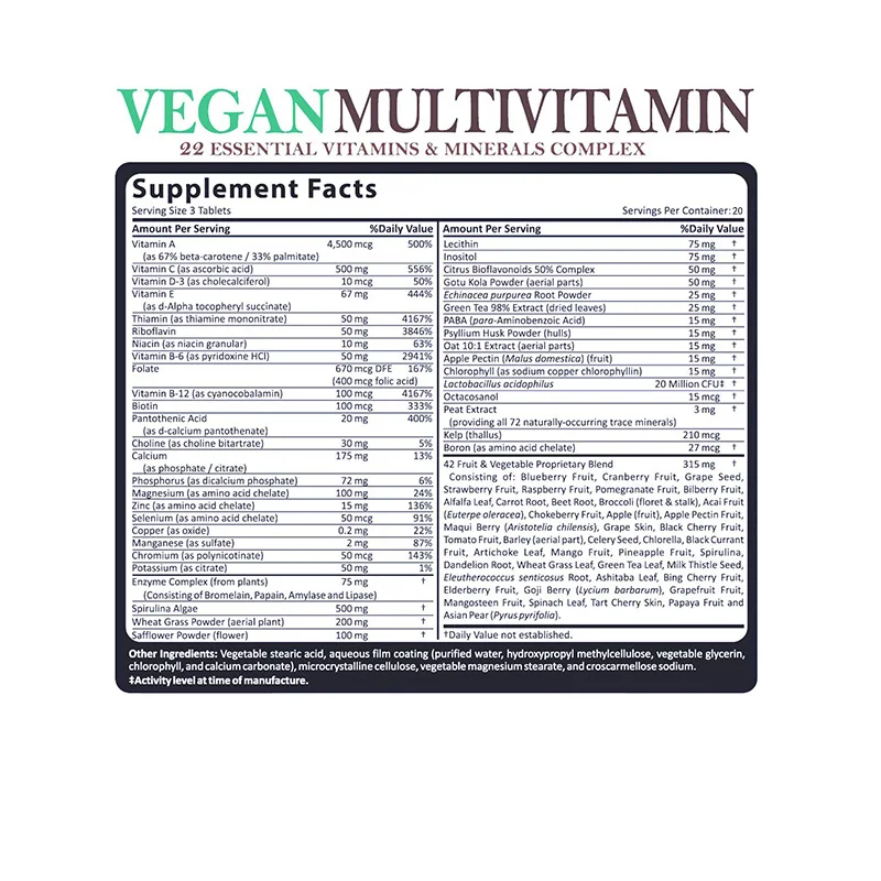 Daily Multivitamin & Mineral Supplement (60 Easy-to-Swallow Capsules) | Efficient, Natural Energy, Vegetarian