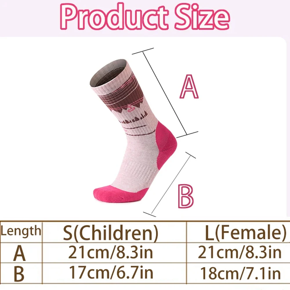 30% Merino Wool Hiking Socks Warm Thermal Socks for Women & Kids Autumn Winter Seamless for Skiing Hunting Fishing Outdoor Sport view 4
