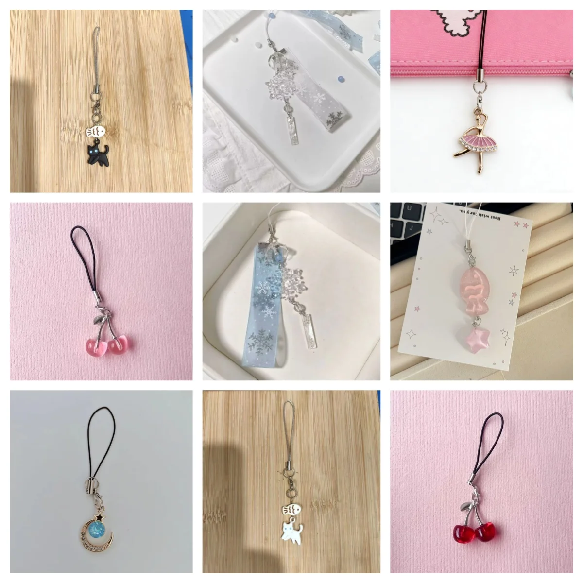 15 estilos de correas para teléfono, lindas correas con diseño de gato, cereza y copo de nieve, correas multifuncionales antipérdida, cadenas universales para teléfono, correas exquisitas, cadenas portátiles antipérdida, adecuadas para evitar la pérdida d