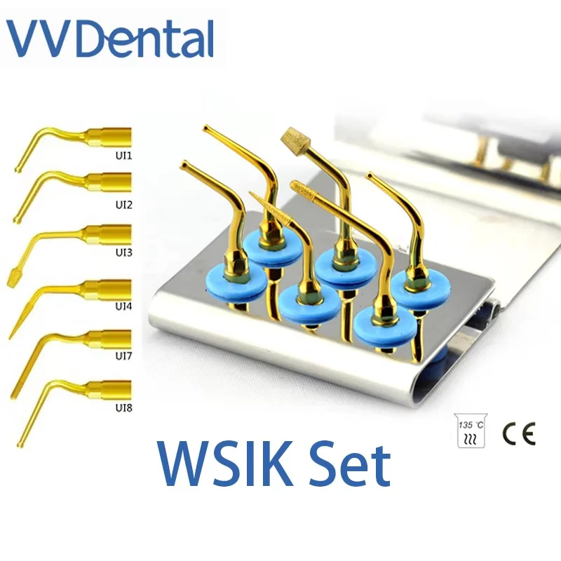 VVDental Piezosurgery อัลตราโซนิกทันตกรรมศัลยกรรมเคล็ดลับชุด 6 ชิ้น Implant เคล็ดลับสําหรับนกหัวขวาน Mectron Ultrasurgery หน่วย Handpiece