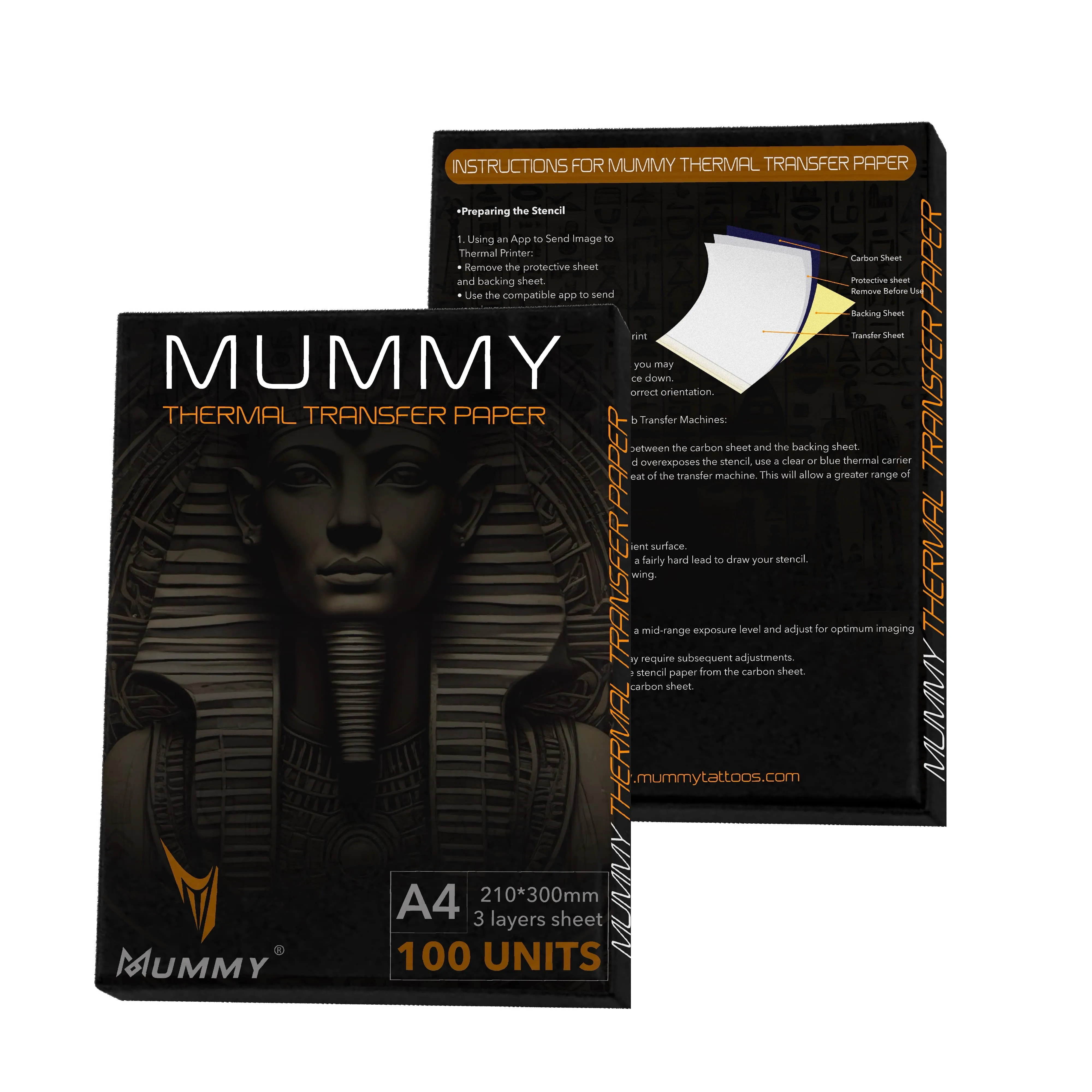 Mummy Tattoo Transfer Paper A4, 100 Sheets Thermal Copier 4-Layer