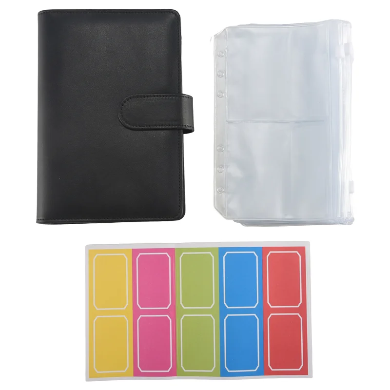 

JIULIN 14 Binder Bags A6 With Leather Binder Cover, 6 Rings Budget Binder With Cash Envelope, Money Saving Binder