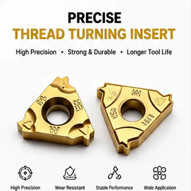 10pcs Hongpei 16ER14W-TC GM3325 PVD AlTiN Coated Triangular Carbide CNC Turning Insert Whitworth Thread Tool HRC40-50 for Carbon